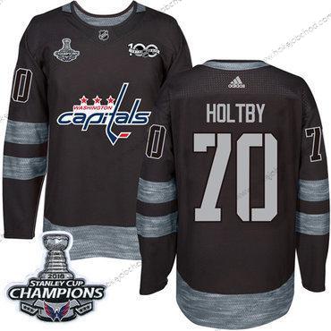 Adidas Muž Washington Capitals #70 Braden Holtby Černá 1917-2017 100th Výročí Stanley Cup Final Champions Sešitý NHL Dres