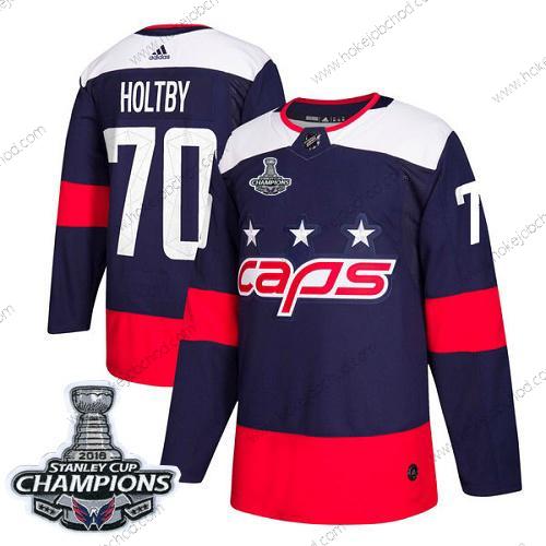 Adidas Muž Washington Capitals #70 Braden Holtby Námořnictvo Autentické 2018 Stadium Series Stanley Cup Final Champions Sešitý NHL Dres