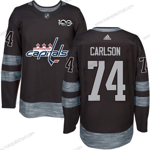 Adidas Muž Washington Capitals #74 John Carlson Černá 100th Výročí Sešitý NHL 2017 Hokejový Dres