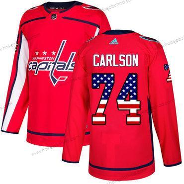 Adidas Muž Washington Capitals #74 John Carlson Červené Domácí Autentické USA Flag Sešitý NHL Dres