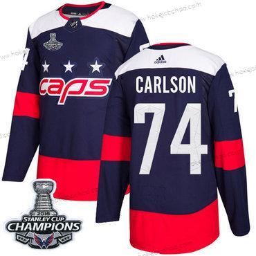 Adidas Muž Washington Capitals #74 John Carlson Námořnictvo Autentické 2018 Stadium Series Stanley Cup Final Champions Sešitý NHL Dres