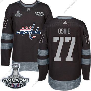 Adidas Muž Washington Capitals #77 T. J. Oshie Černá 1917-2017 100th Výročí Stanley Cup Final Champions Sešitý NHL Dres