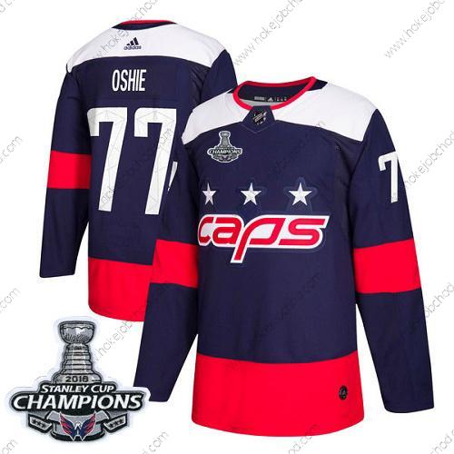 Adidas Muž Washington Capitals #77 T. J. Oshie Námořnictvo Autentické 2018 Stadium Series Stanley Cup Final Champions Sešitý NHL Dres