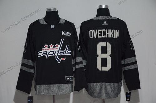 Adidas Muž Washington Capitals #8 Alex Ovechkin Černá 100th Výročí Sešitý NHL 2017 Hokejový Dres