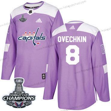 Adidas Muž Washington Capitals #8 Alex Ovechkin Nachový Autentické Bojuje proti rakovině Stanley Cup Final Champions Sešitý NHL Dres