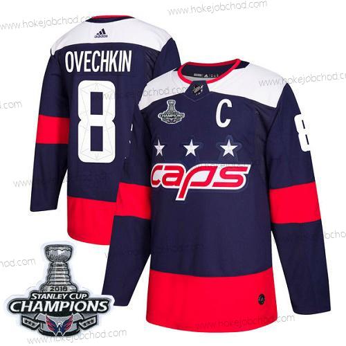 Adidas Muž Washington Capitals #8 Alex Ovechkin Námořnictvo Autentické 2018 Stadium Series Stanley Cup Final Champions Sešitý NHL Dres