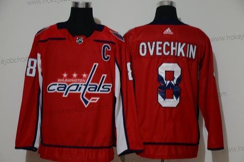 Adidas Muž Washington Capitals #8 Alexander Ovechkin Červené With Tým Logo Sešitý NHL Dres