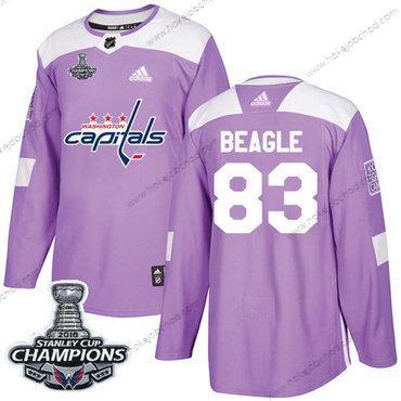 Adidas Muž Washington Capitals #83 Jay Beagle Nachový Autentické Bojuje proti rakovině Stanley Cup Final Champions Sešitý NHL Dres