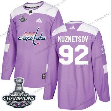 Adidas Muž Washington Capitals #92 Evgeny Kuznetsov Nachový Autentické Bojuje proti rakovině Stanley Cup Final Champions Sešitý NHL Dres