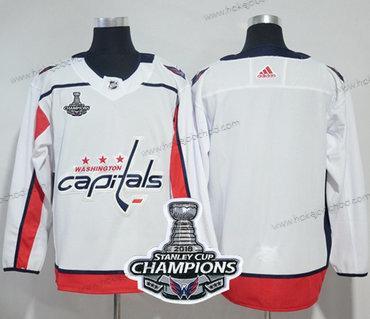 Adidas Muž Washington Capitals Prázdný Bílý Road Autentické Stanley Cup Final Champions Sešitý NHL Dres