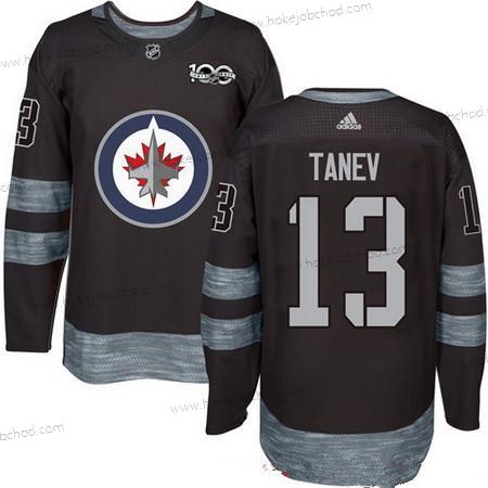 Adidas Muž Winnipeg Jets #13 Brandon Tanev Černá 100th Výročí Sešitý NHL 2017 Hokejový Dres