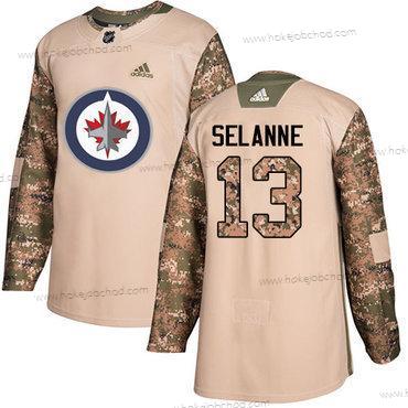 Adidas Muž Winnipeg Jets #13 Teemu Selanne Camo Autentické 2017 Veterans Day Sešitý NHL Dres