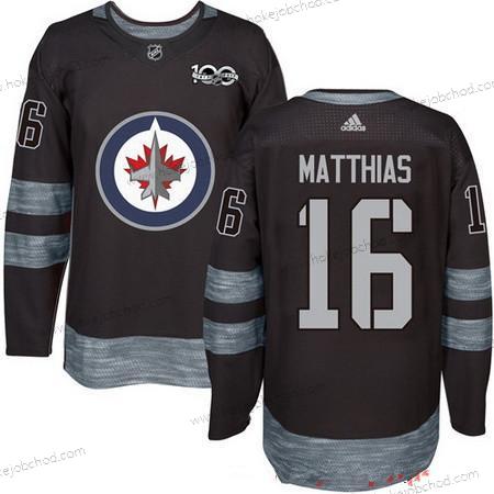 Adidas Muž Winnipeg Jets #16 Shawn Matthias Černá 100th Výročí Sešitý NHL 2017 Hokejový Dres