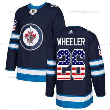 Adidas Muž Winnipeg Jets #26 Blake Wheeler Námořnictvo Modrý Domácí Autentické USA Flag Sešitý NHL Dres