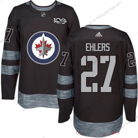 Adidas Muž Winnipeg Jets #27 Nikolaj Ehlers Černá 100th Výročí Sešitý NHL 2017 Hokejový Dres