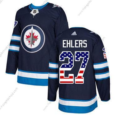 Adidas Muž Winnipeg Jets #27 Nikolaj Ehlers Námořnictvo Modrý Domácí Autentické USA Flag Sešitý NHL Dres