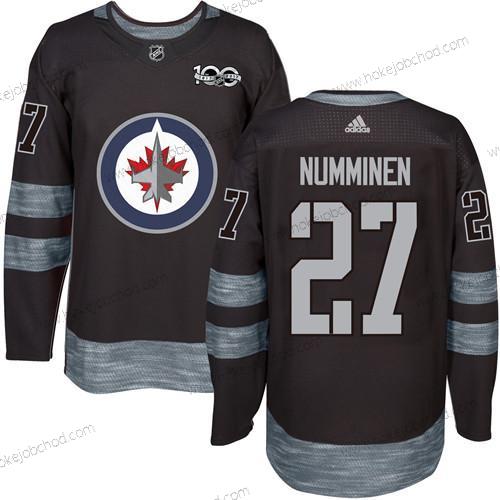 Adidas Muž Winnipeg Jets #27 Teppo Numminen Černá 100th Výročí Sešitý NHL 2017 Hokejový Dres