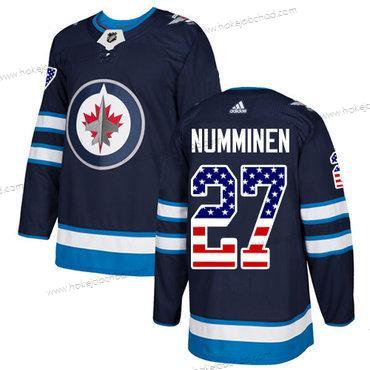 Adidas Muž Winnipeg Jets #27 Teppo Numminen Námořnictvo Modrý Domácí Autentické USA Flag Sešitý NHL Dres