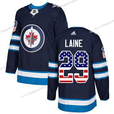 Adidas Muž Winnipeg Jets #29 Patrik Laine Námořnictvo Modrý Domácí Autentické USA Flag Sešitý NHL Dres