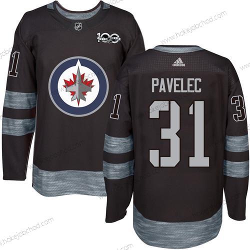 Adidas Muž Winnipeg Jets #31 Ondrej Pavelec Černá 100th Výročí Sešitý NHL 2017 Hokejový Dres