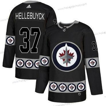 Adidas Muž Winnipeg Jets #37 Connor Hellebuyck Černá Tým Logos Dres