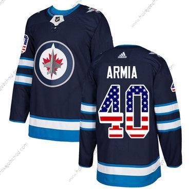 Adidas Muž Winnipeg Jets #40 Joel Armia Námořnictvo Modrý Domácí Autentické USA Flag Sešitý NHL Dres