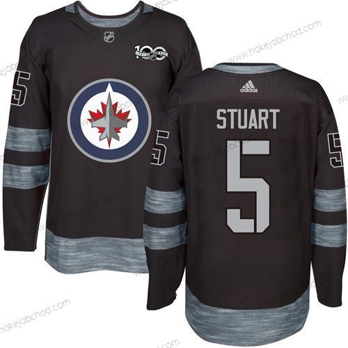 Adidas Muž Winnipeg Jets #5 Mark Stuart Černá 100th Výročí Sešitý NHL 2017 Hokejový Dres