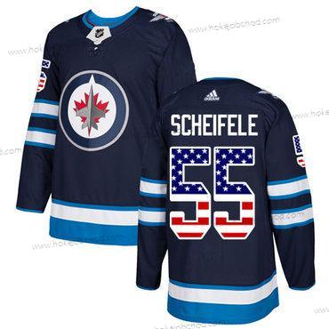 Adidas Muž Winnipeg Jets #55 Mark Scheifele Námořnictvo Modrý Domácí Autentické USA Flag Sešitý NHL Dres