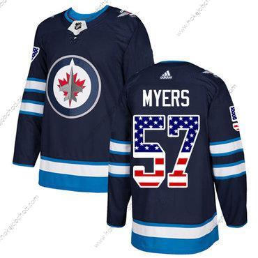 Adidas Muž Winnipeg Jets #57 Tyler Myers Námořnictvo Modrý Domácí Autentické USA Flag Sešitý NHL Dres