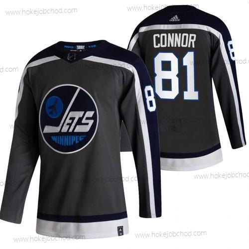 Adidas Muž Winnipeg Jets #81 Kyle Connor Černá 2020-21 Obrácený Retro Náhradní NHL Dres