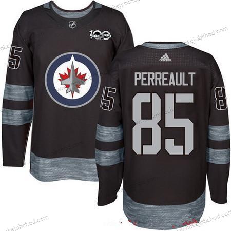 Adidas Muž Winnipeg Jets #85 Mathieu Perreault Černá 100th Výročí Sešitý NHL 2017 Hokejový Dres