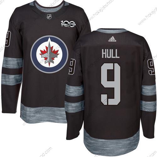 Adidas Muž Winnipeg Jets #9 Bobby Hull Černá 100th Výročí Sešitý NHL 2017 Hokejový Dres