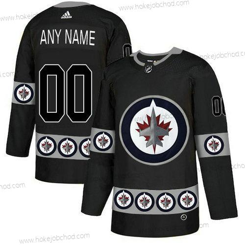 Adidas Muž Winnipeg Jets Přizpůsobené Černá Tým Logos Dres