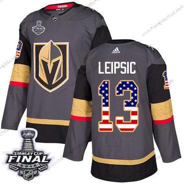 Adidas Muž Zlatoen Knights #13 Brendan Leipsic Šedá Domácí Autentické USA Flag 2018 Stanley Cup Final Sešitý NHL Dres