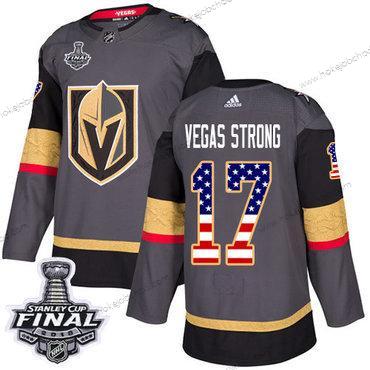 Adidas Muž Zlatoen Knights #17 Vegas Strong Šedá Domácí Autentické USA Flag 2018 Stanley Cup Final Sešitý NHL Dres