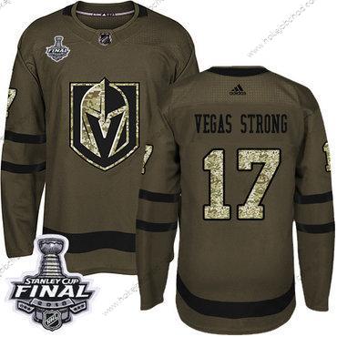 Adidas Muž Zlatoen Knights #17 Vegas Strong Zelená Salute to Service 2018 Stanley Cup Final Sešitý NHL Dres