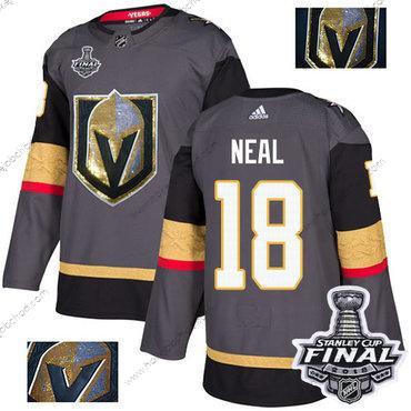 Adidas Muž Zlatoen Knights #18 James Neal Šedá Domácí Autentické Zlato 2018 Stanley Cup Final Sešitý NHL Dres