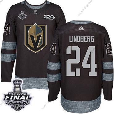 Adidas Muž Zlatoen Knights #24 Oscar Lindberg Černá 1917-2017 100th Výročí 2018 Stanley Cup Final Sešitý NHL Dres