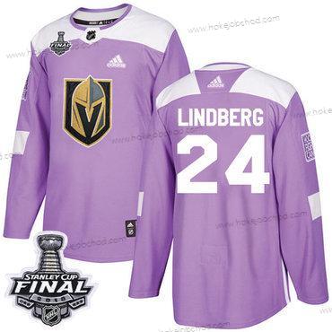 Adidas Muž Zlatoen Knights #24 Oscar Lindberg Nachový Autentické Bojuje proti rakovině 2018 Stanley Cup Final Sešitý NHL Dres