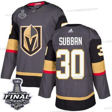 Adidas Muž Zlatoen Knights #30 Malcolm Subban Šedá Domácí Autentické 2018 Stanley Cup Final Sešitý NHL Dres