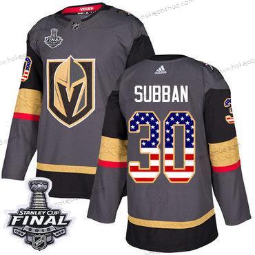 Adidas Muž Zlatoen Knights #30 Malcolm Subban Šedá Domácí Autentické USA Flag 2018 Stanley Cup Final Sešitý NHL Dres