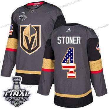 Adidas Muž Zlatoen Knights #4 Clayton Stoner Šedá Domácí Autentické USA Flag 2018 Stanley Cup Final Sešitý NHL Dres