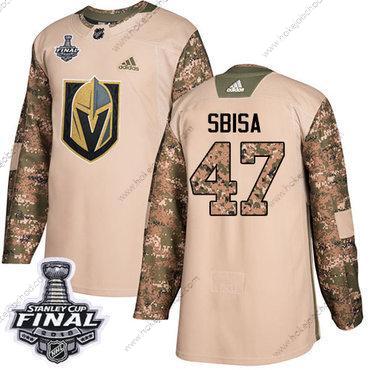 Adidas Muž Zlatoen Knights #47 Luca Sbisa Camo Autentické 2017 Veterans Day 2018 Stanley Cup Final Sešitý NHL Dres