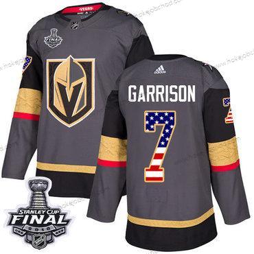 Adidas Muž Zlatoen Knights #7 Jason Garrison Šedá Domácí Autentické USA Flag 2018 Stanley Cup Final Sešitý NHL Dres