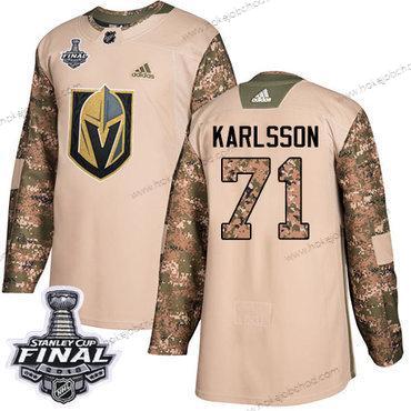 Adidas Muž Zlatoen Knights #71 William Karlsson Camo Autentické 2017 Veterans Day 2018 Stanley Cup Final Sešitý NHL Dres