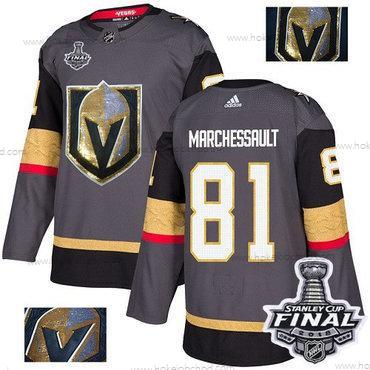 Adidas Muž Zlatoen Knights #81 Jonathan Marchessault Šedá Domácí Autentické Zlato 2018 Stanley Cup Final Sešitý NHL Dres