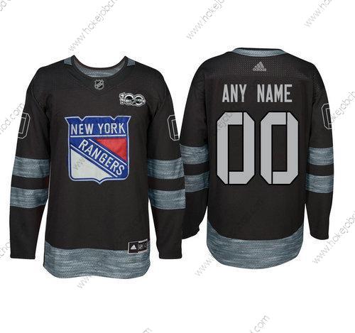 Adidas New York Rangers Přizpůsobené Černá 1917-2017 100th Výročí Sešitý NHL Dres