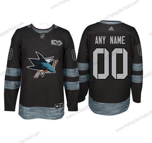 Adidas San Jose Sharks Přizpůsobené Černá 1917-2017 100th Výročí Sešitý NHL Dres