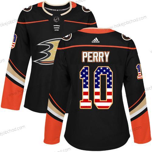 Adidas Žena Anaheim Ducks #10 Corey Perry Černá Domácí Autentické USA Flag Sešitý NHL Dres