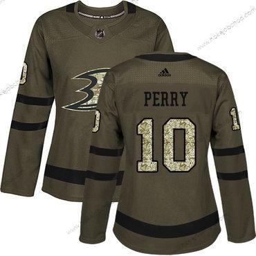 Adidas Žena Anaheim Ducks #10 Corey Perry Zelená Salute to Service Sešitý NHL Dres